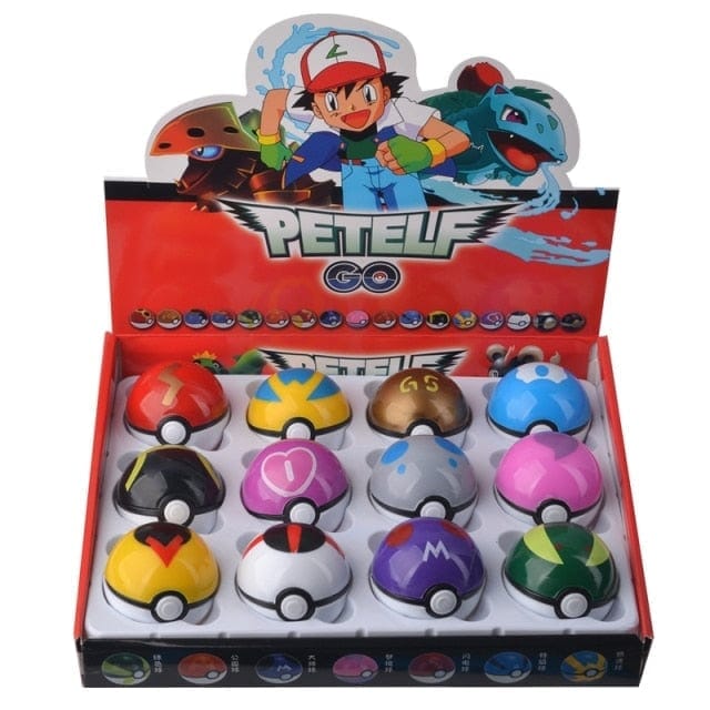 Pokebola Kit C/12 Pçs com Miniatura de Pokémon dentro